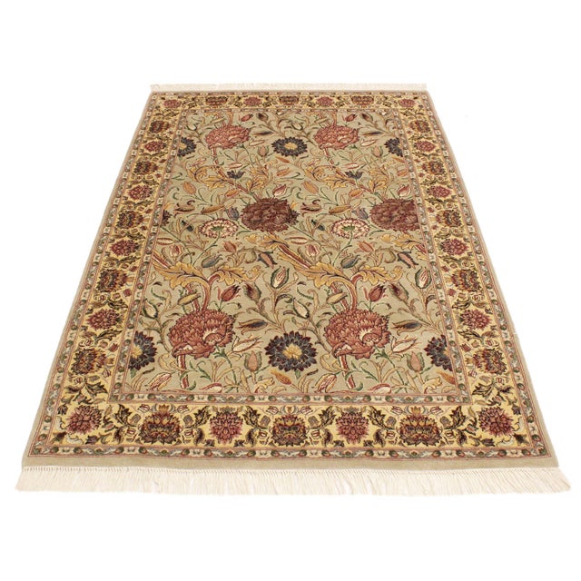 1990s Shabby Chic Kamal Pak-Persian Taupe/Gold Wool Rug - 4'0'' X 6'0'' For Sale - Image 5 of 9
