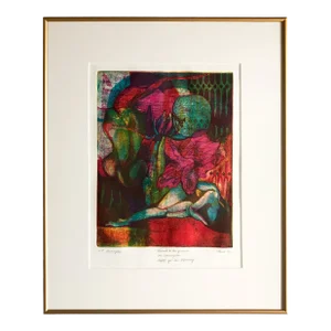 Nellie Buel Artist Proof Print Amaryllis Recumbent Woman Intaglio Texas Vintage