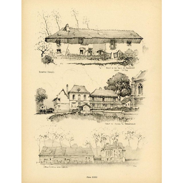 Original antique lithograph from a 1920s folio of the architecture of rural France. Based on illustrations by Samuel...