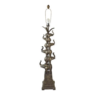 Vintage Stacked Elephant Totem Pole Floor Lamp For Sale