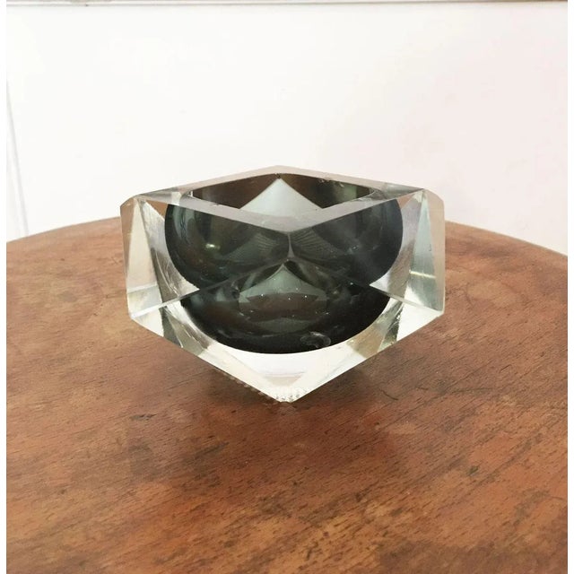 Transparent and Anthracite Gray Ashtray Submerged in Murano Glass in the Style of Flavio Poli, 1960s For Sale - Image 10 of 11