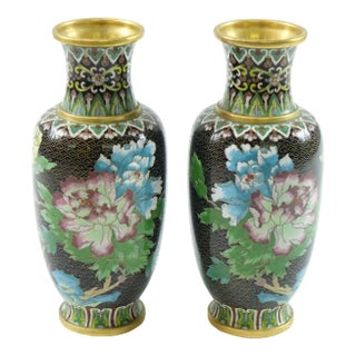 Early 20th Century Chinese Cloisonne Vases - A Pair For Sale