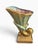 Mid-Century Modern Vintage Gold & Turquoise Crackle Glaze Sculptural Ceramic Vase With Pink Interior For Sale - Image 3 of 7