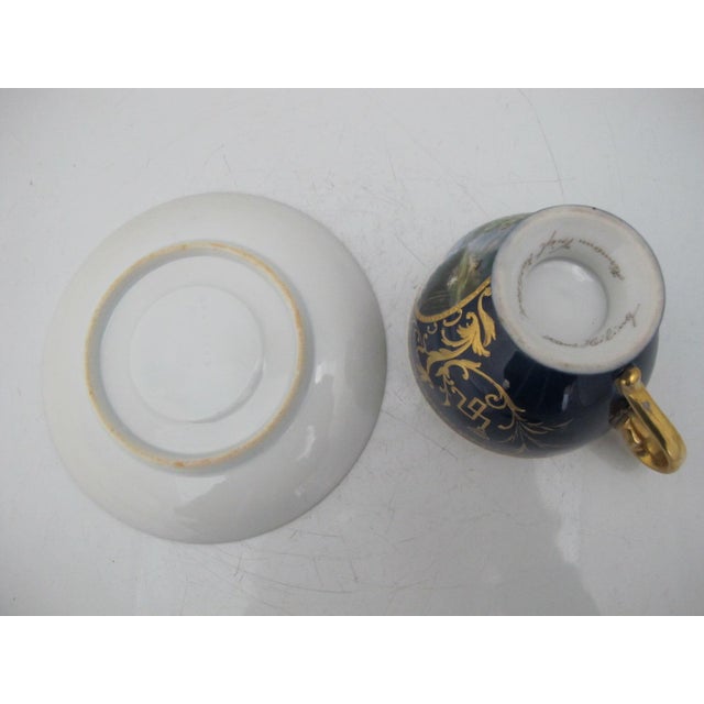 Carl Knoll Karlsbad Landscape Castle Gilt Painting Porcelain Cup & Saucer For Sale - Image 9 of 9