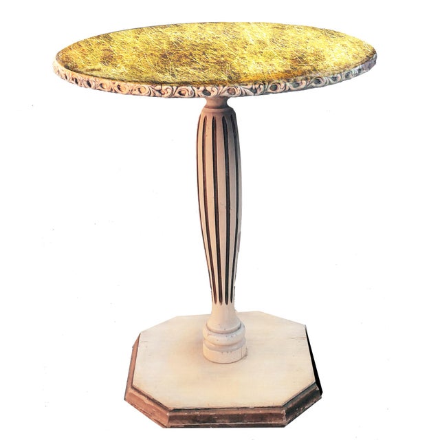 1960s Gilded Hollywood Regency Style Round Italian Eglomise Pedestal Table For Sale - Image 4 of 7