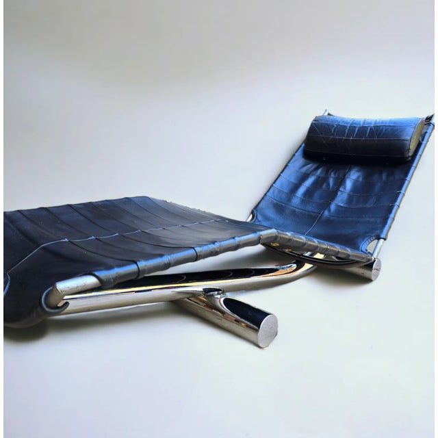 1970s Chariot' Leather Chaise Lounge by Paul Tuttle for Strassle International For Sale - Image 10 of 12