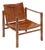 Mid-Century Modern Wood and Cognac Leather Safari Armchair For Sale