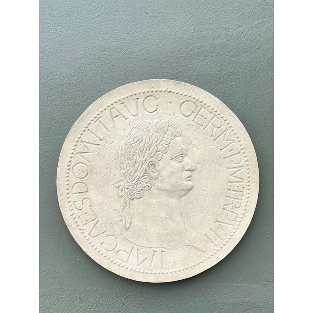 Plastic Vintage Roman Emperor Plaster Medallion For Sale - Image 7 of 15