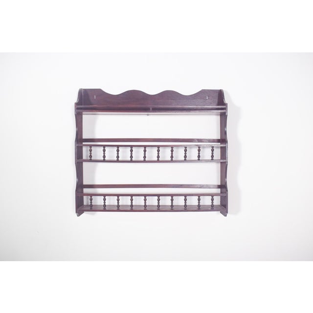 Brown Vintage Portuguese Wooden Plate Rack with Turned Spindles, 1950 For Sale - Image 8 of 8
