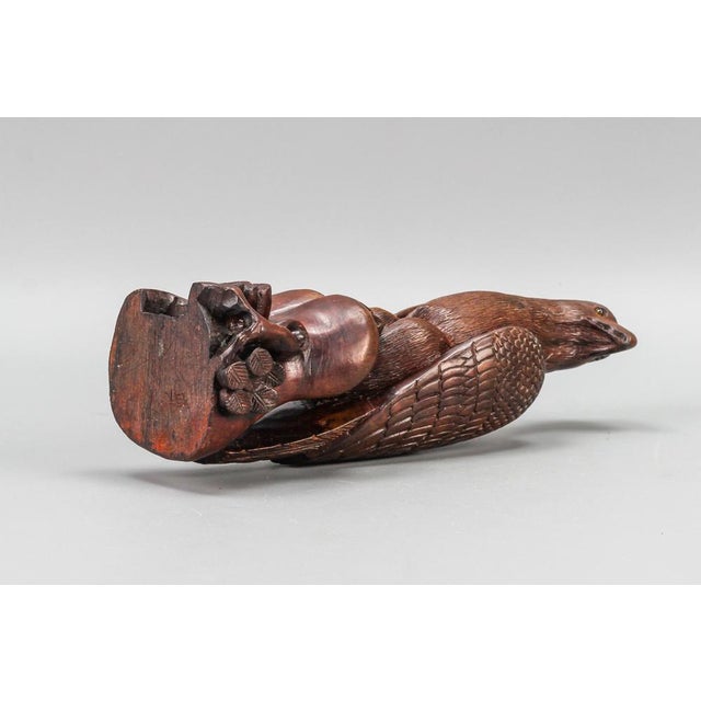 Art Deco Carved Wooden Eagle Sculpture with Glass Eyes, 1960s For Sale - Image 13 of 18