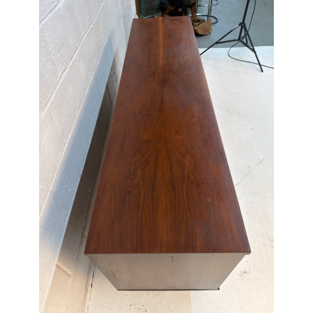 Mid-Century Modern Walnut and Cane Nine Drawer Dresser For Sale - Image 10 of 16