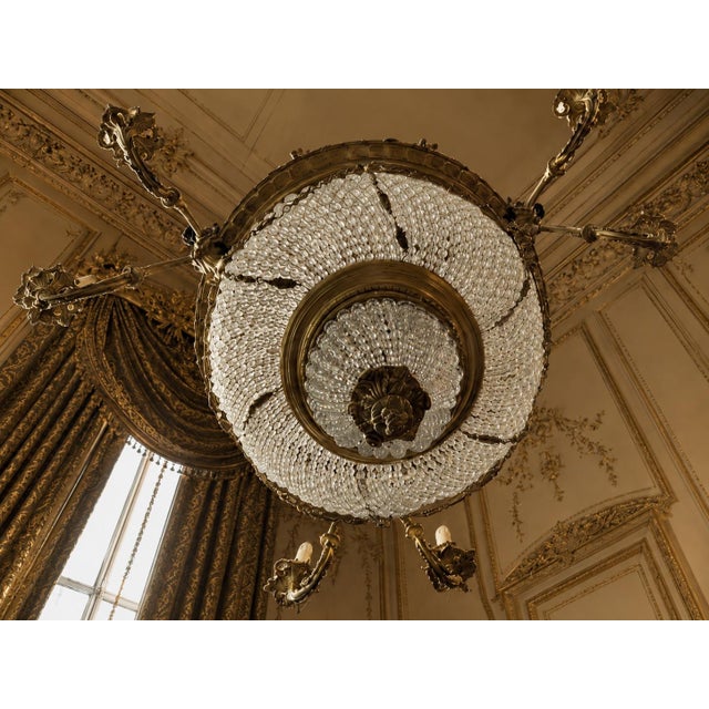 Mid20C Artisan Louis XVI Gold Bronze Crystal Chandelier-1 Pc For Sale - Image 16 of 18