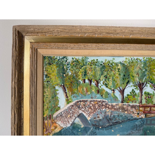 1960s 1960's I. Malvin Impressionist Landscape Oil Painting on Masonite Board - Framed For Sale - Image 5 of 12