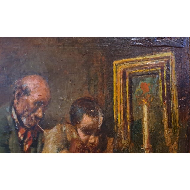 Interior with Bagpipers, Oil on Panel, 19th Century, Framed For Sale - Image 5 of 9