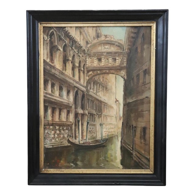 C. Rizzi, Venice the Bridge of Sighs, Oil Painting on Canvas, 20th Century, Framed For Sale