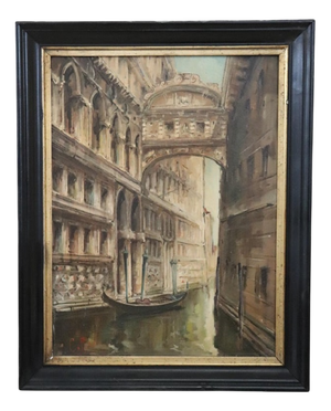 C. Rizzi, Venice the Bridge of Sighs, Oil Painting on Canvas, 20th Century, Framed