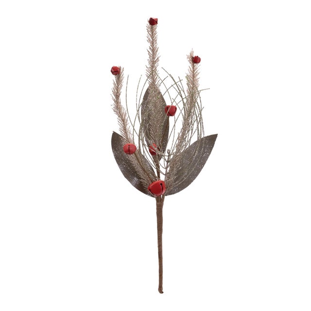 Add a touch of festive elegance to your holiday decor with this Glittered Pine & Sleigh Bell Spray set. Featuring wintry...