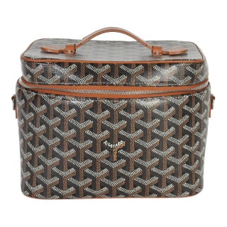 Gold Black Goyardine Canvas Muse Vanity Case For Sale