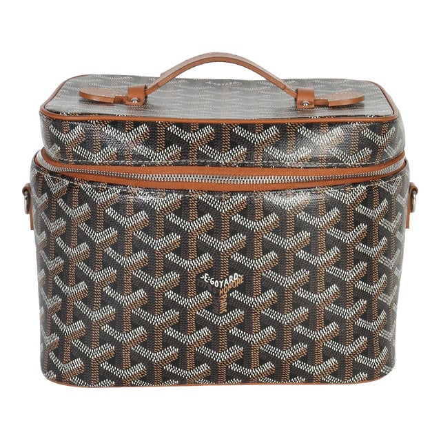Gold Black Goyardine Canvas Muse Vanity Case For Sale