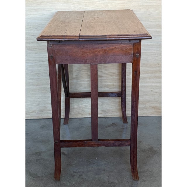 Wood Late 19th Century Spanish Baroque Dark Walnut Work Side Table With Drawer, Restored For Sale - Image 7 of 15