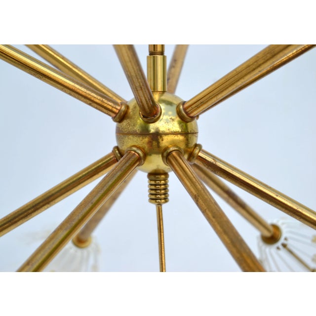Emil Stejnar Austria Six Light Brass Blown Glass Flush Mount Sputnik Orbit, 1950 For Sale - Image 10 of 13