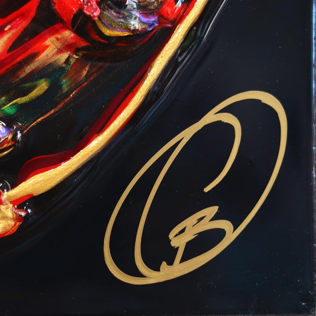 2020s Love and Wild XX - Colorful Impasto Textured Heart Artwork on Black Wood Panel by Cynthia Coulombe-Bégin For Sale - Image 5 of 9