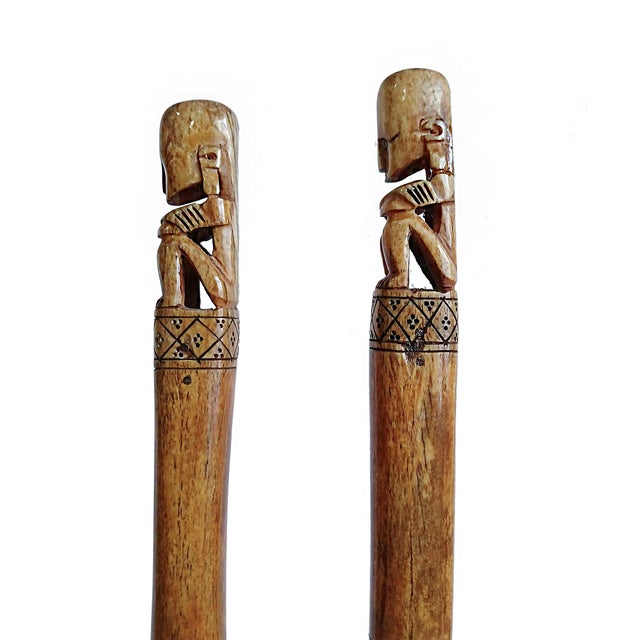 Mid 20th Century Hand-Carved Wooden Batons, Suar Wood, Borneo, Late 20th Century For Sale - Image 5 of 14
