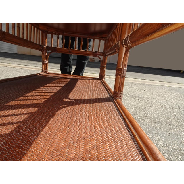 Coffee Table Ethan Allen ~ French Country Brown Bamboo Rattan Cocktail Table For Sale - Image 11 of 18