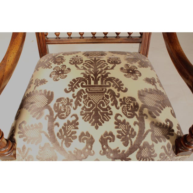 Pair of Louis XIV Style Walnut Armchairs With Lion Carved Arms For Sale - Image 11 of 12