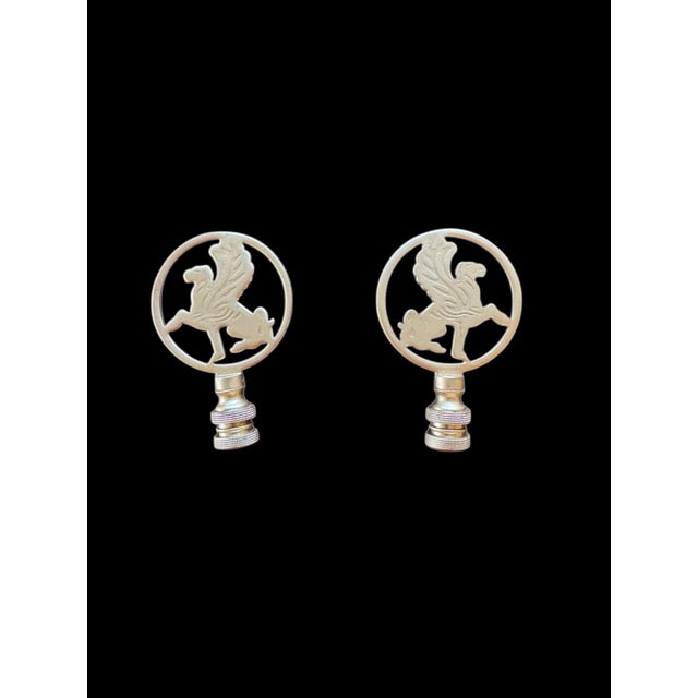 Mid 20th Century Vintage Brass Gryphon Winged Griffin Decorative Finials - a Pair For Sale - Image 5 of 7