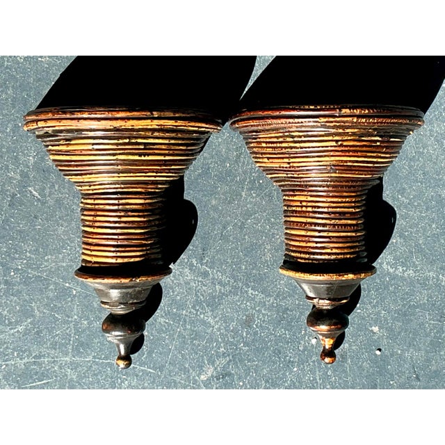 Vintage Boho Pencil Reed Brackets - A Pair For Sale - Image 10 of 12