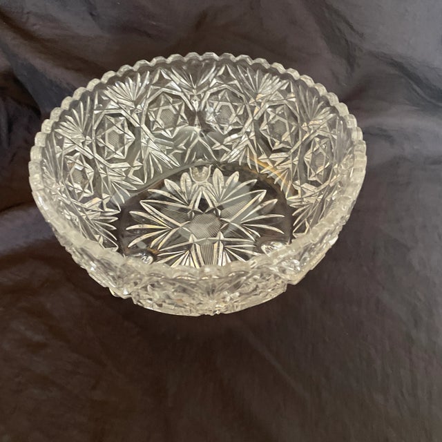 American American Brilliant Cut Crystal Glass Footed Centerpiece Bowl For Sale - Image 3 of 6