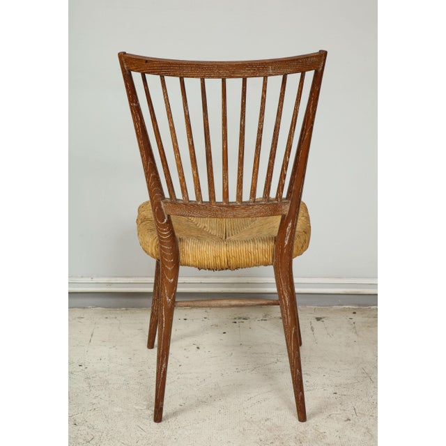 Set of 4 Italian Cerused Oak Chairs With Rushed Seats For Sale - Image 11 of 12