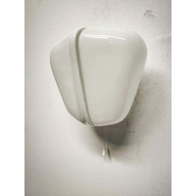Glass Ceramic and Glass Wall Lamp with Double Light and Pull Cord Ignition, 1950s For Sale - Image 7 of 13