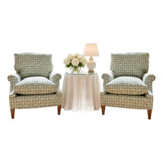 Pair of Clayton Lounge Chairs by Howard Chairs LTD With Custom Slipcovers For Sale