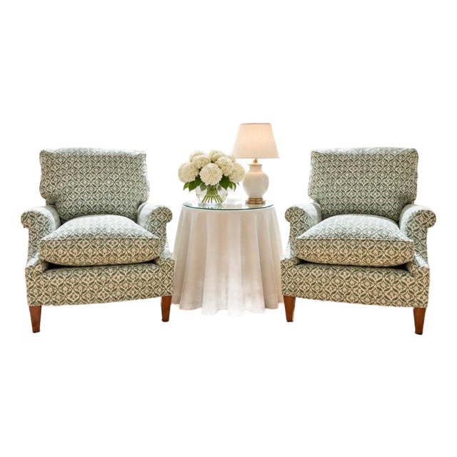 Pair of Clayton Lounge Chairs by Howard Chairs LTD With Custom Slipcovers For Sale
