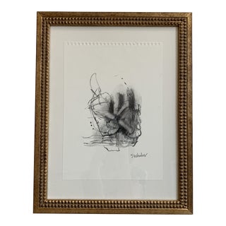 Contemporary Abstract Charcoal Drawing, Framed For Sale