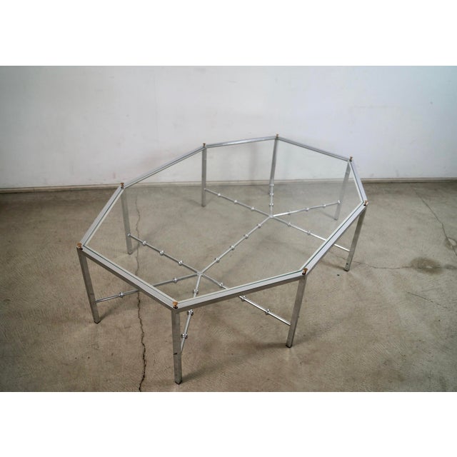 Mid-Century Modern 1970’s Mid-Century Modern Architectural Chrome & Glass Coffee Table For Sale - Image 3 of 12