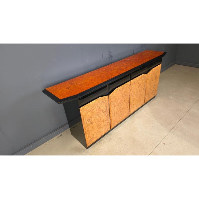 Vintage Lacquer and Burl Wood Credenza, 1980s For Sale - Image 10 of 15