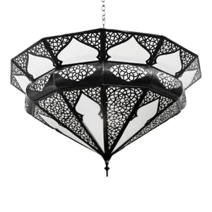Vintage Moroccan Metal Frosted Dish Pendant Light