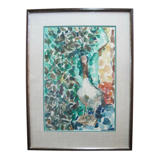 David McCosh Abstract Goose Bird Pacific Nw Art Watercolor Painting For Sale