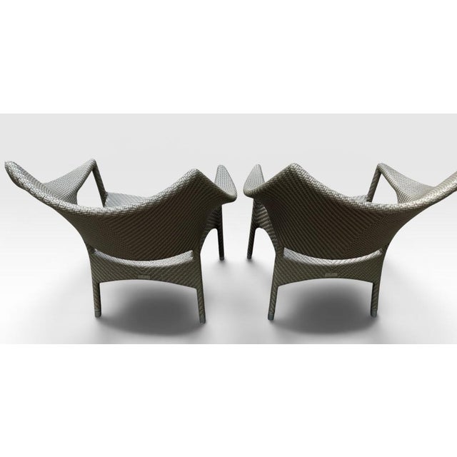 Wood Janice Feldman for Janus Et Cie Amari Outdoor Low Back Lounge Chairs - Pair - Limestone Finish For Sale - Image 7 of 14