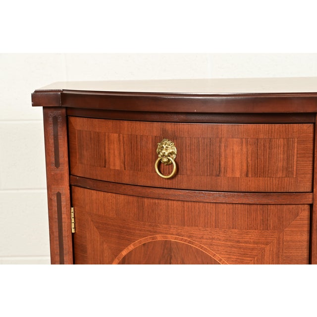 John Widdicomb Neoclassical Mahogany and Burl Wood Sideboard Credenza or Bar Cabinet, Newly Refinished For Sale - Image 9 of 16