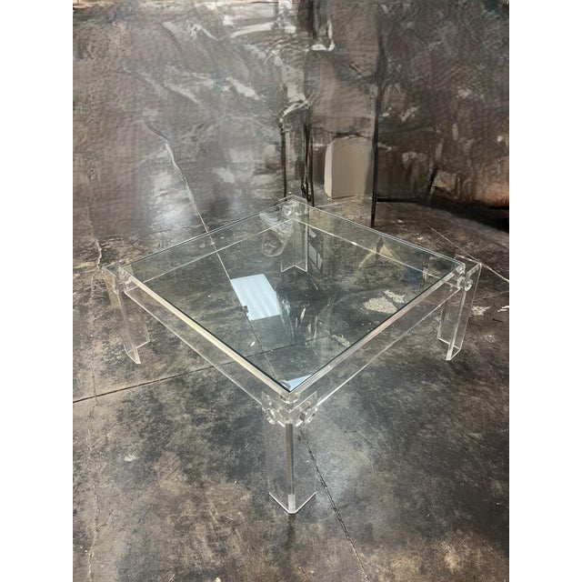 1970's Lucite Coffee Table with Glass Top. Some scratches on glass, Lucite looks fine, no crazing. May want to polish some...