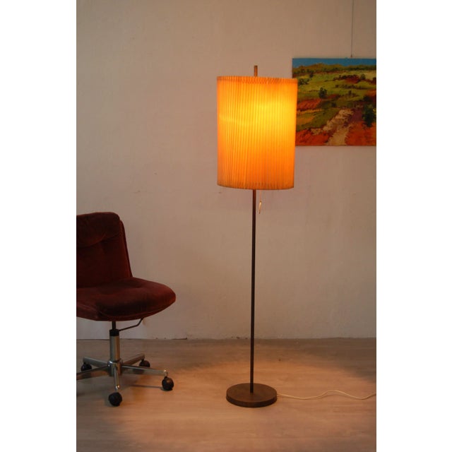 Mid-Century Modern Floor Lamp with Pleated Lampshade, 1950s For Sale - Image 3 of 11