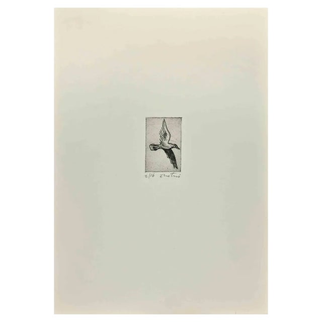 Enotrio Pugliese, Dove, Etching, 1963 For Sale