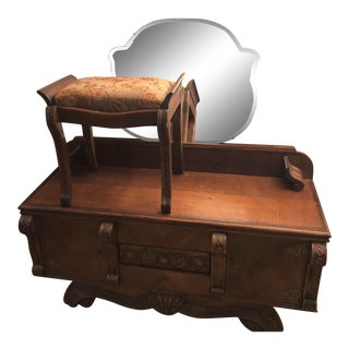 1920s Vintage Belgian Vanity and Stool For Sale