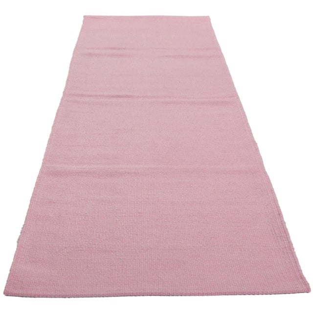 Mid-Century Modern Swedish Inspired Pink Kilim Rug Runner - 03'01 X 11'10 For Sale - Image 3 of 9