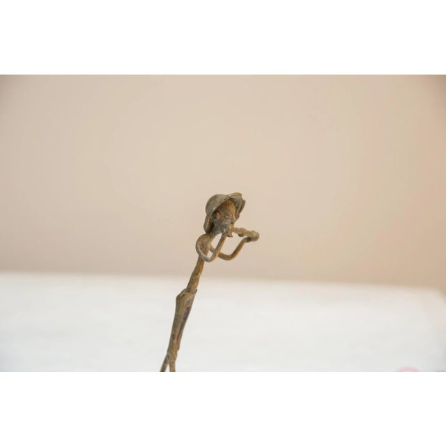 Tribal Vintage African Bronze Musician Statue For Sale - Image 3 of 9