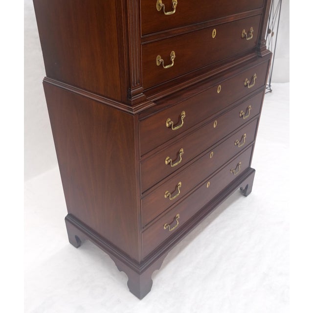 Wood Mahagony 83" Tall 11 Drawers Finials Highboy Chest Dresser Chippendale MINT For Sale - Image 7 of 16